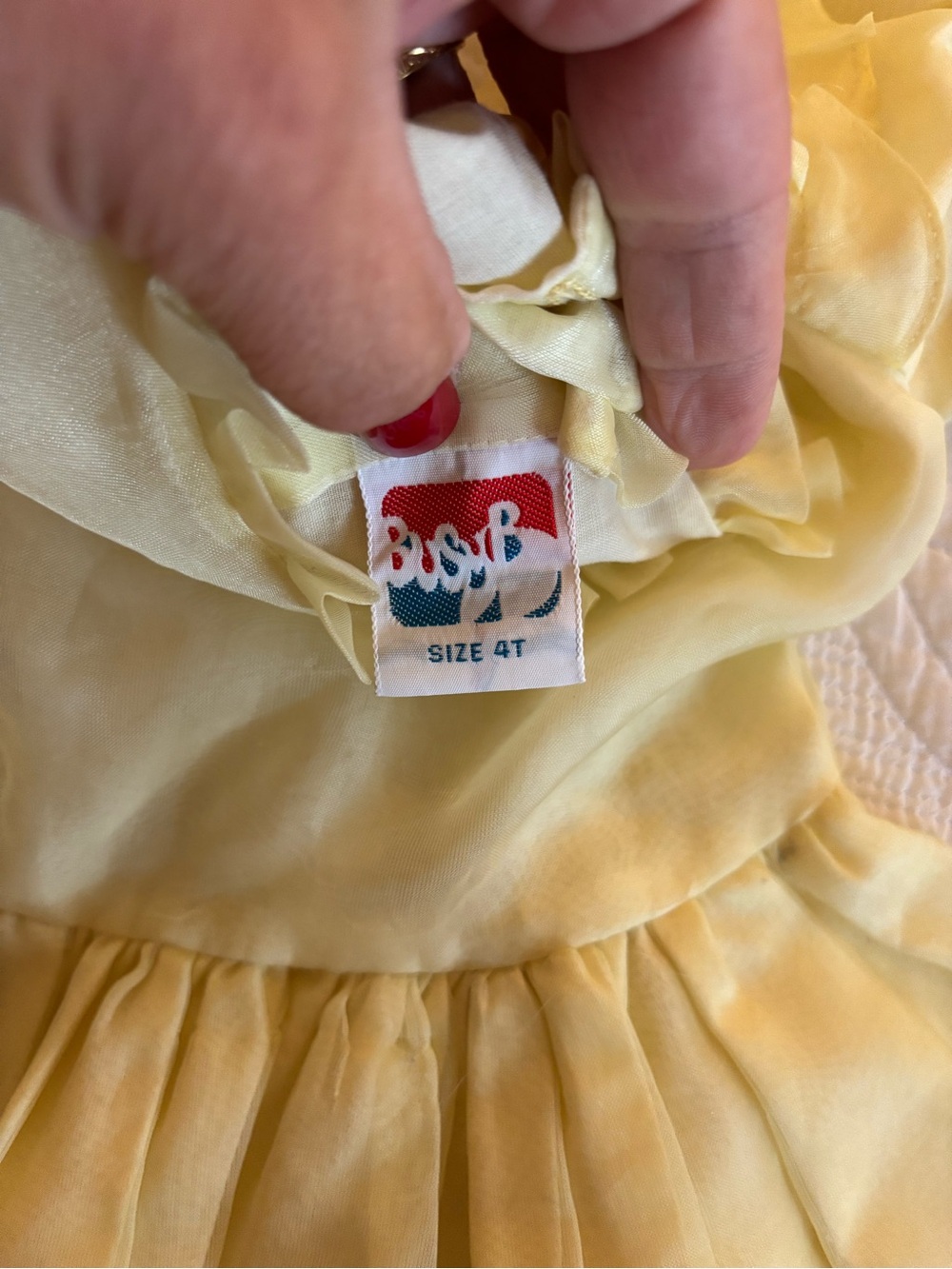 Vintage Yellow Ruffle Puff-Sleeve Organza Dress - Picture 3 of 3
